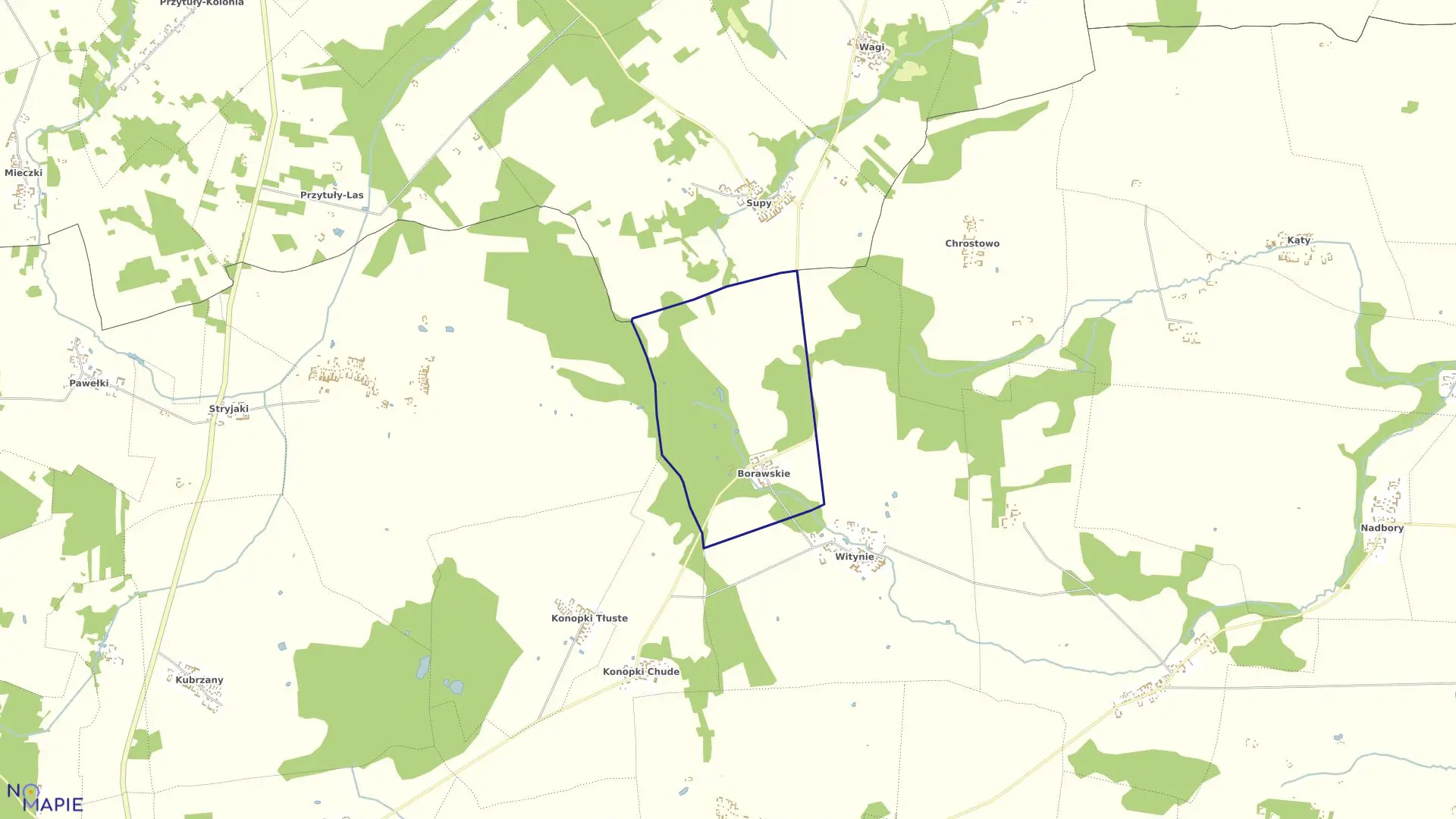 Mapa obrębu Borawskie Gm. Jedwabne w gminie Jedwabne