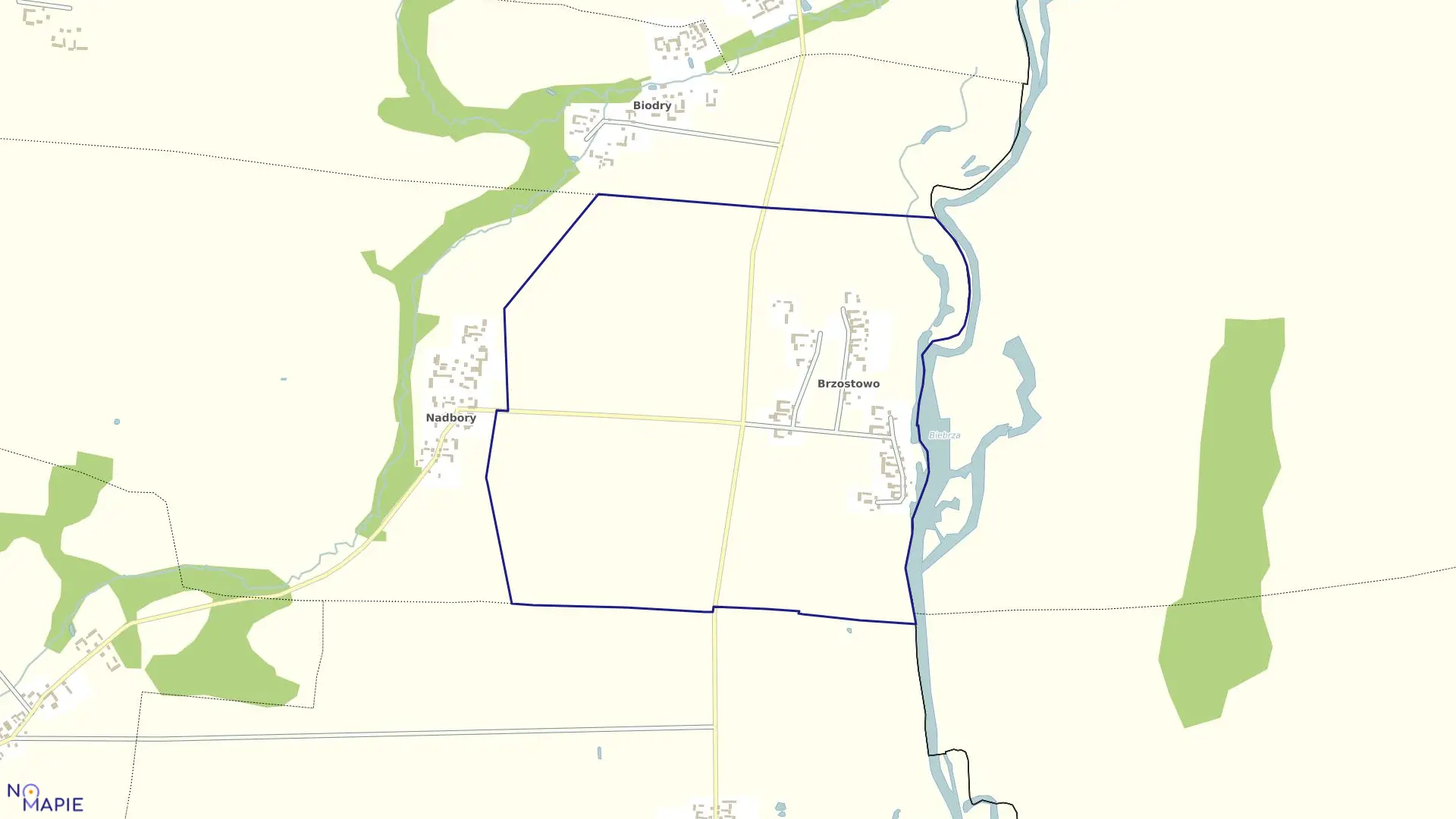 Mapa obrębu Brzostowo w gminie Jedwabne