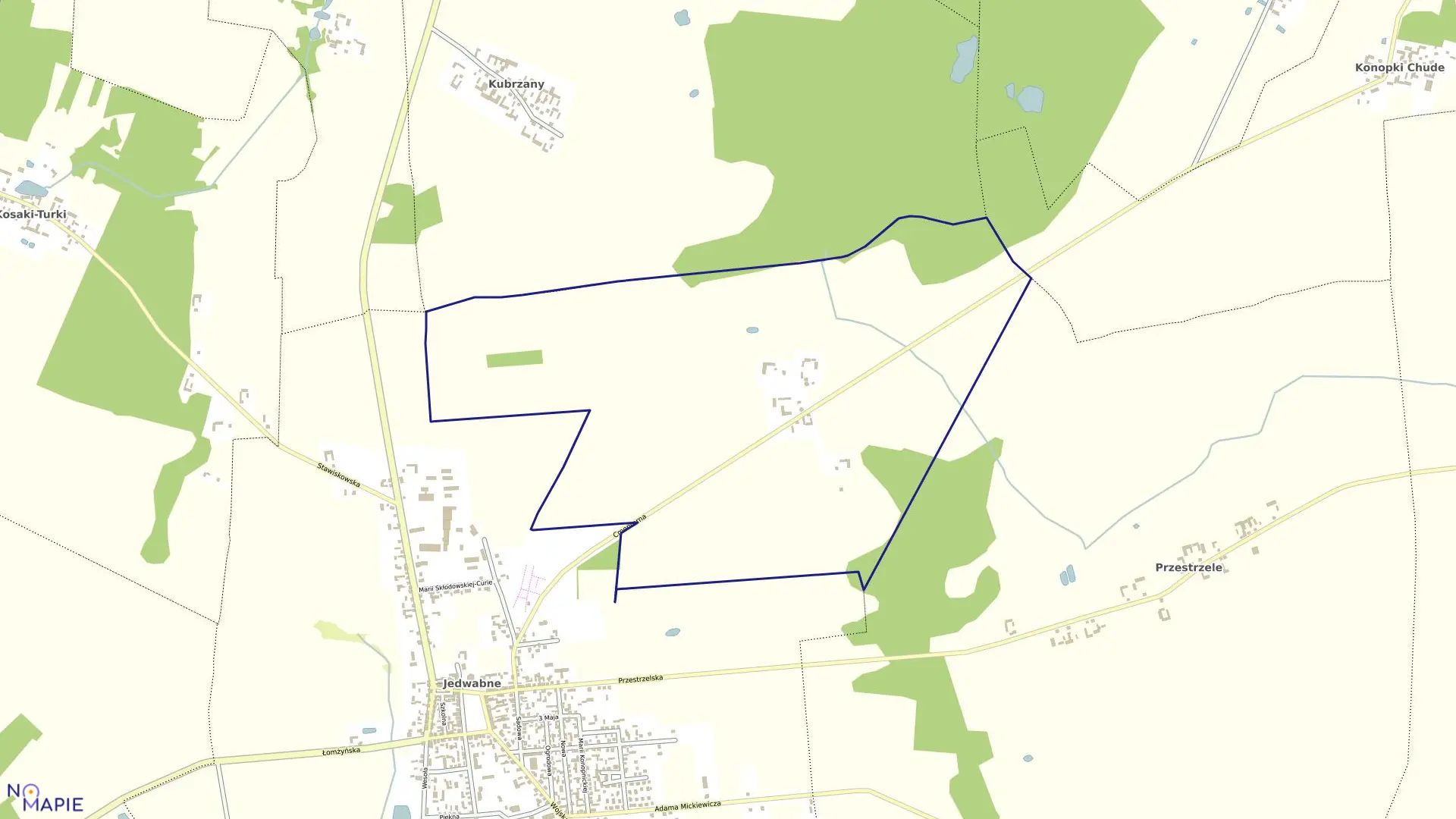 Mapa obrębu Kajetanowo w gminie Jedwabne