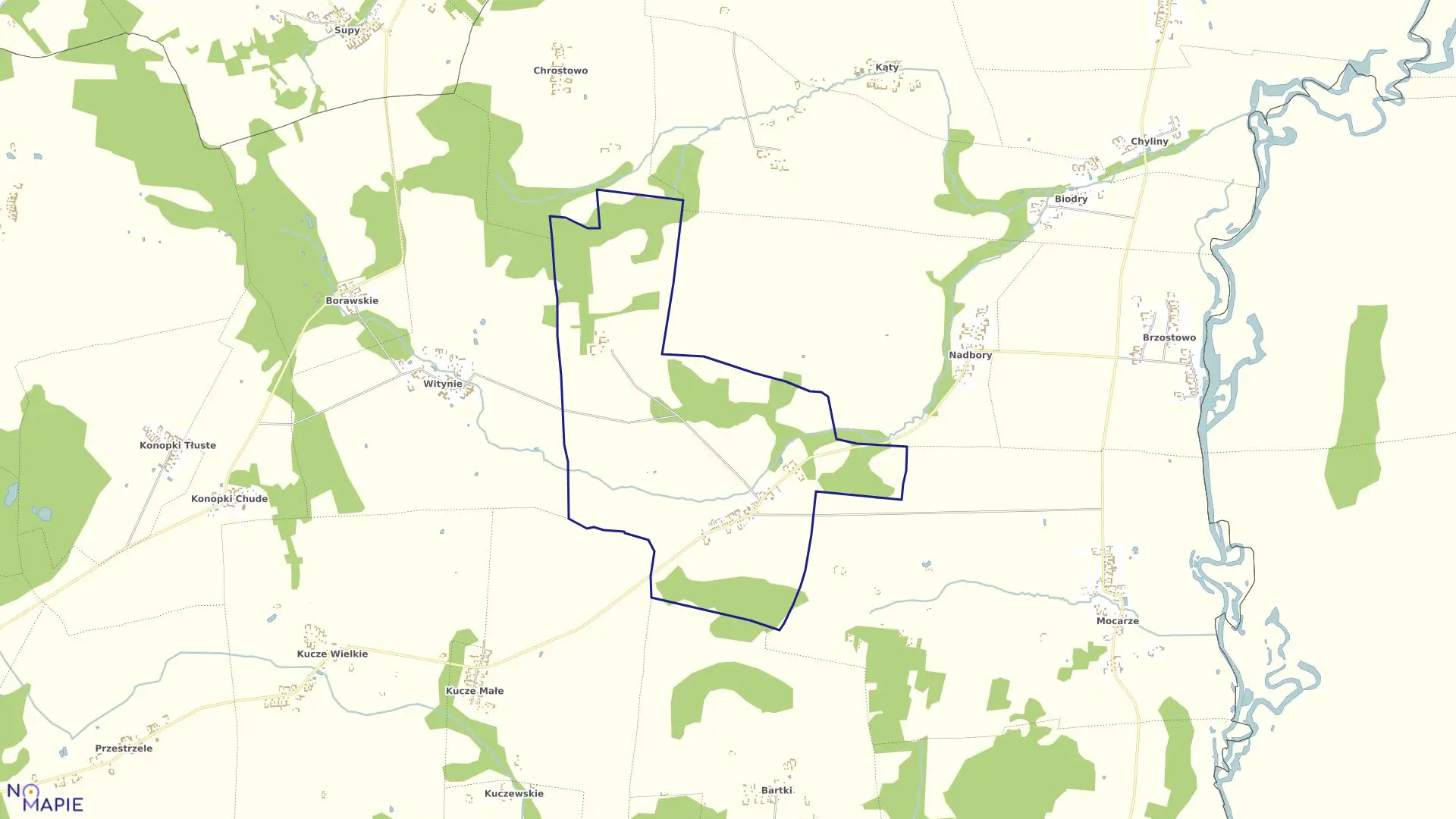 Mapa obrębu Siestrzanki w gminie Jedwabne